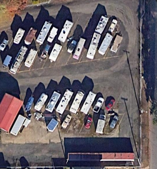 Aerial view of the vehicle storage lot at 2585 Roosevelt Boulevard